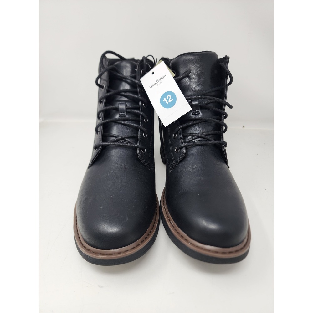 Goodfellow & Co Mens Black Lace Up Combat Boots Size 12 Rugged Lug Sole New